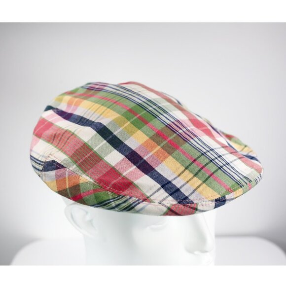 NWT Polo Ralph Lauren Vintage Light Weight Pony Plaid Flat Driver Cap L/XL